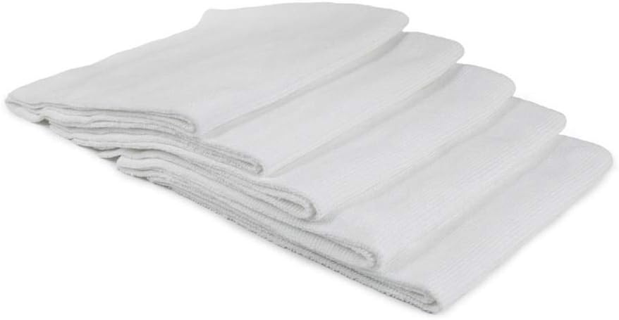 Microfiber Polish and Buffing Towel Pack of 5, White (16 inch x 16 inch , 400 )
