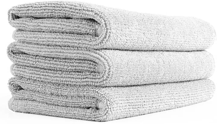 Premium  Microfiber Cleaning Towels for Glass, Windows, Mirrors, Polished Surfaces Streak-Free, Scratchless, 16" x16”, Ice Grey, 3-Pack