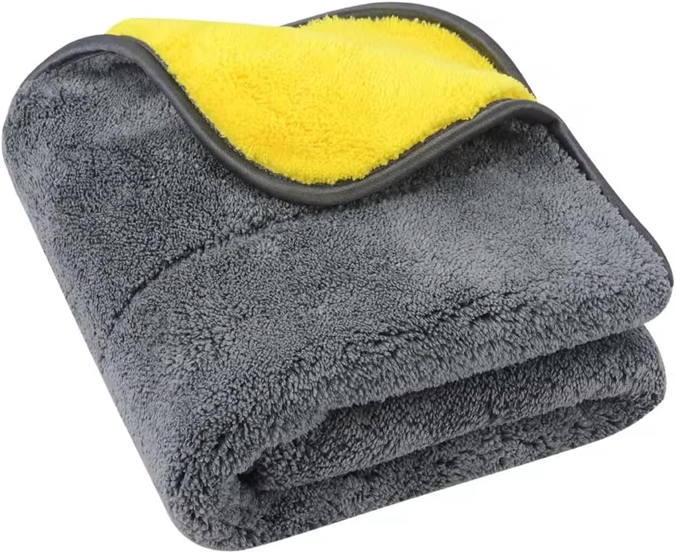 Ultraplush Thick Auto Detailing Microfiber Towel 850 Polishing Waxing Cloth 6 Pack Yellow/Grey (16" x 24")
