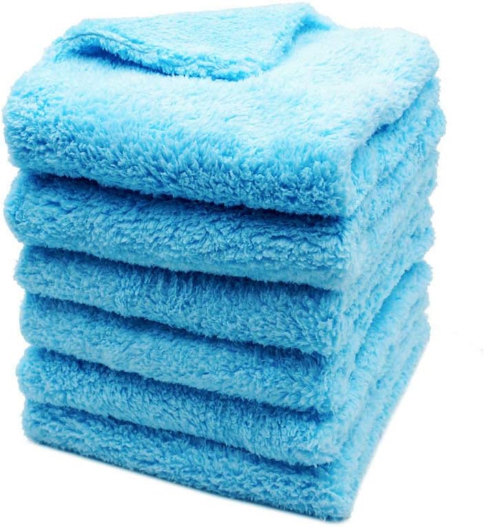 6Pack Car Microfiber Towel for Auto Thick Buffing Microfiber Cleaning Cloth 16"x16" Plush Polishing Drying Towels 450 Detailing Cloths