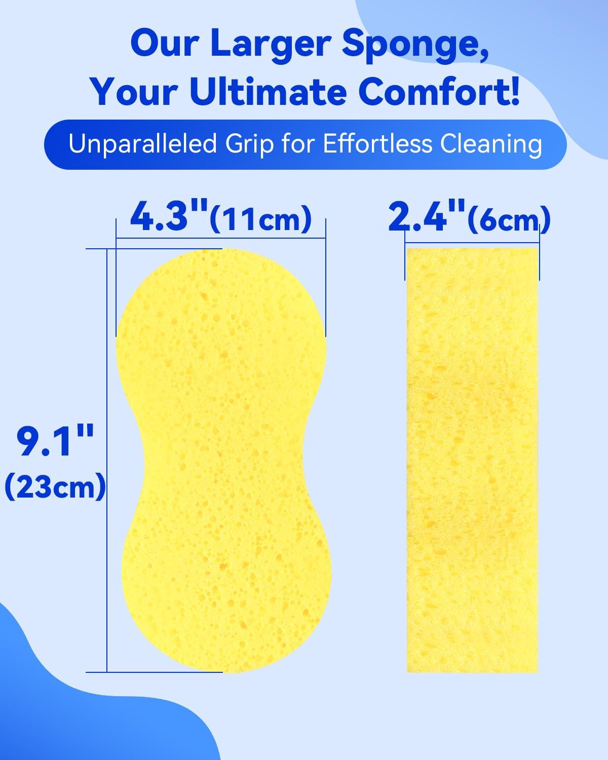 5-Pack Car Wash Sponges, 9.1" x 4.3" x 2.4" Large Sponges, Extra Thick Foam Kit for All-Purpose Cleaning, Ideal Washing Sponges for Kitchen, Bathroom, Household
