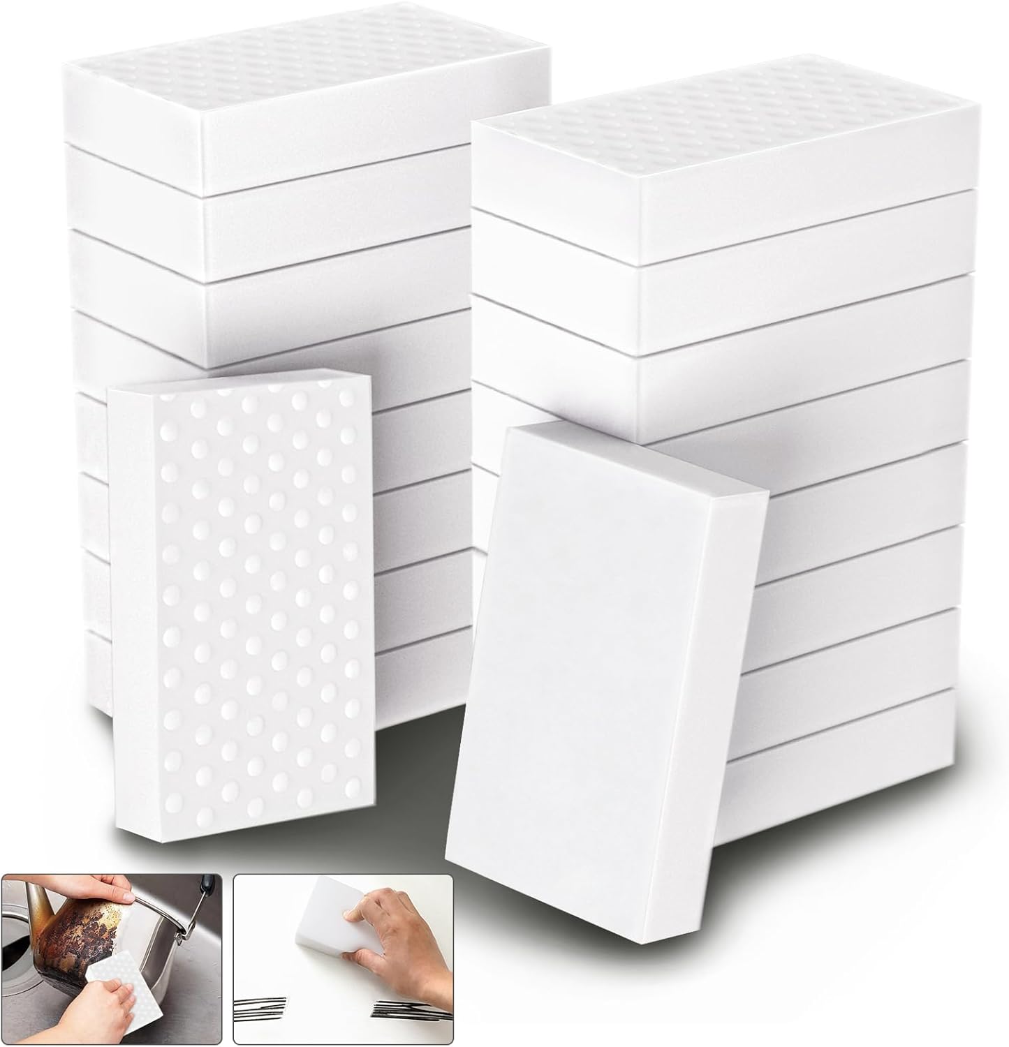 Sponge Eraser, 50 Pack 2X Density Extra Thick Melamine Sponge,Household Extra Large Cleanings，Melamine Foam, No Scratches Cleaning Sponge,Multi-Purpose Bathroom,Floor, Kitchen