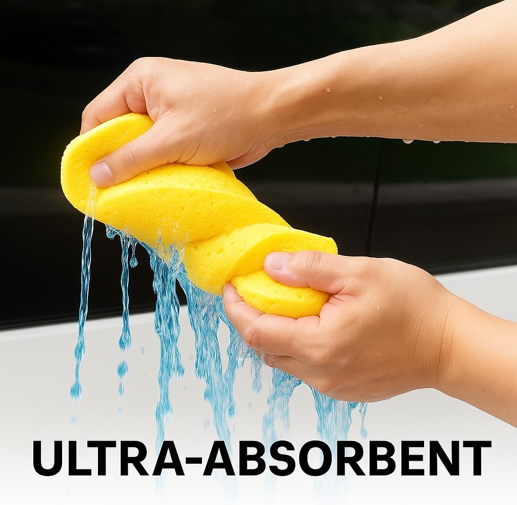 2-Pack Car Wash Sponges - Large Sponges, Extra Thick for All-Purpose Cleaning, Ideal for Vehicle Washing, Equipment Cleaning, Boat Cleaning