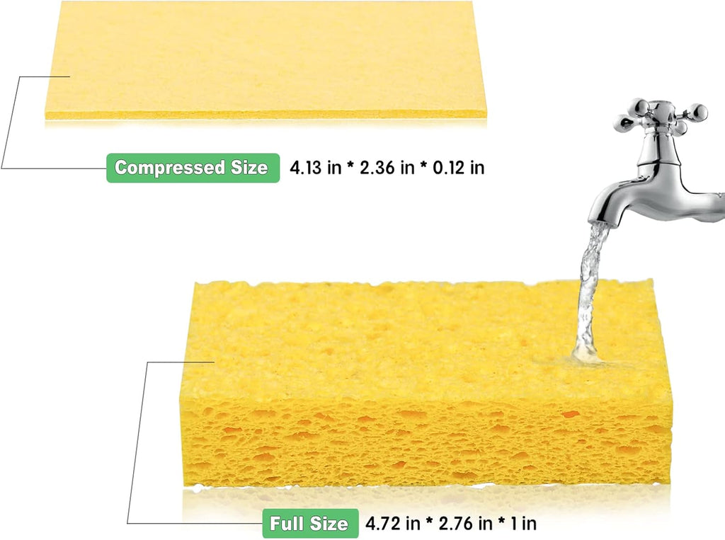 12-Count Cellulose Sponges, Non-Scratch Kitchen Sponges for Dish,Colorful Compressed Dish Scrubber Sponge for Household,Cookware,Bathroom