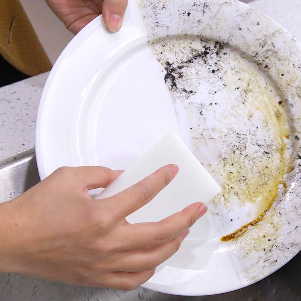 100 Pack  Sponge Eraser Extra Thick and Long Lasting Melamine Cleaning Sponges in Bulk - Multi Surface Power Scrubber Foam Cleanings - Bathtub, Floor, Baseboard, Bathroom, Wall Cleaner