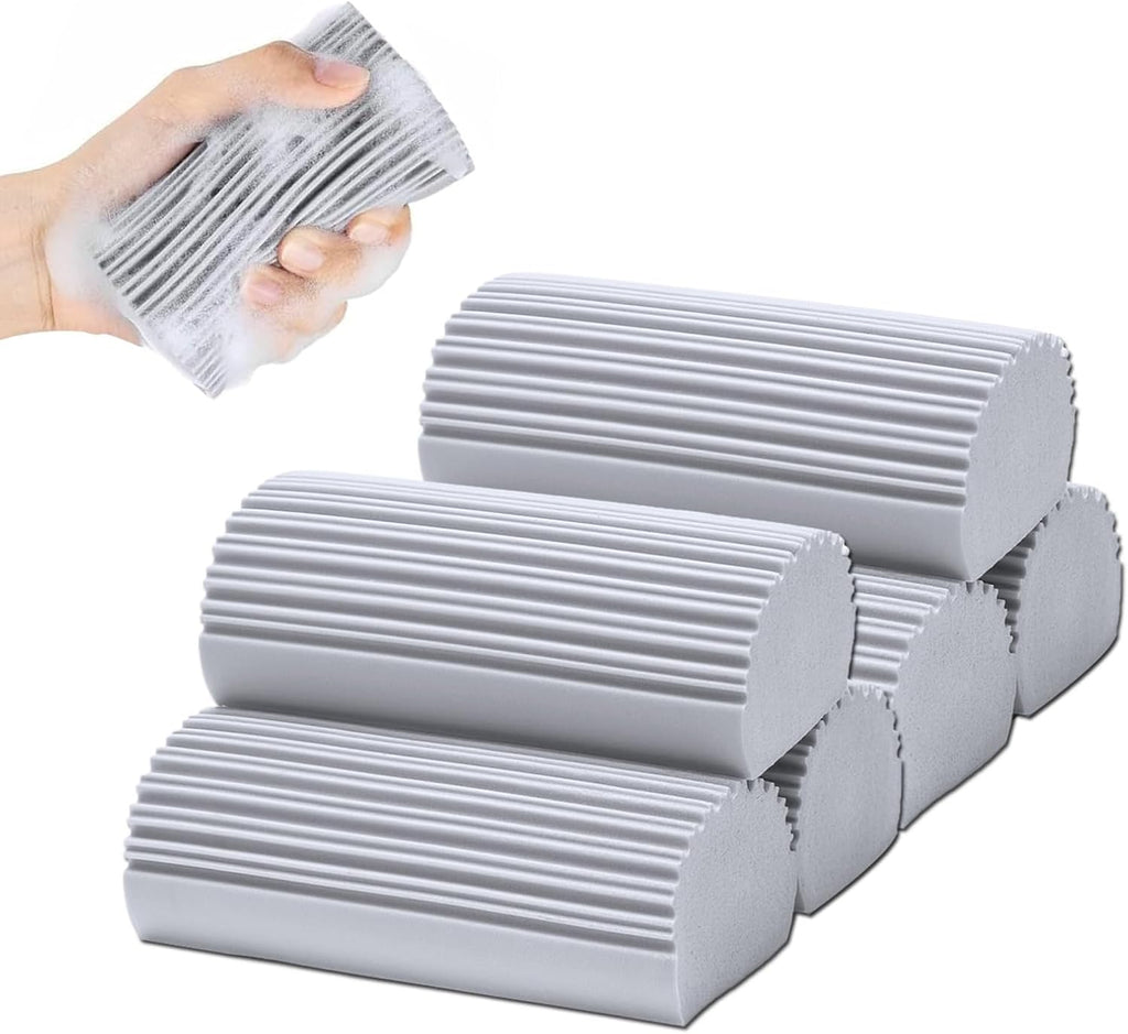6-Pack Damp Clean Duster Sponge, Sponge Eraser for Housekeeping,Reusable Cleaning Sponge for Blinds,Vents,Mirrors,Glass, Baseboards,Window Track Grooves and Railings (Grey)