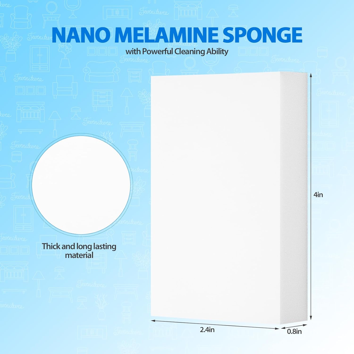 100 Pack  Eraser, Multi-Functional Household Cleaning Melamine Sponge Foam for Kitchen, Bathroom, Sink, Bathtub, Shoes, Wall