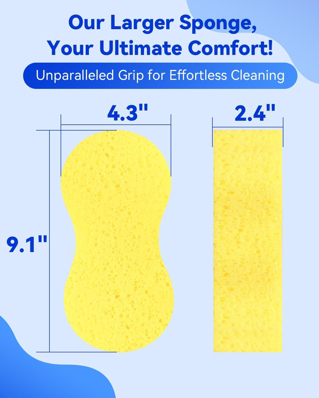 Car Wash Sponge, Car Cleaning Large Sponges, All Purpose Sponges for Cleaning, Easy Grip Thick Foam Scrubber, Giant Bone Sponge for Kitchen, Bathroom, Household Clean