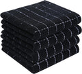 100% Cotton Terry Kitchen Towels(Black, 13 x 28 inches), Checkered Designed, Soft and Super Absorbent Dish Towels, 4 Pack