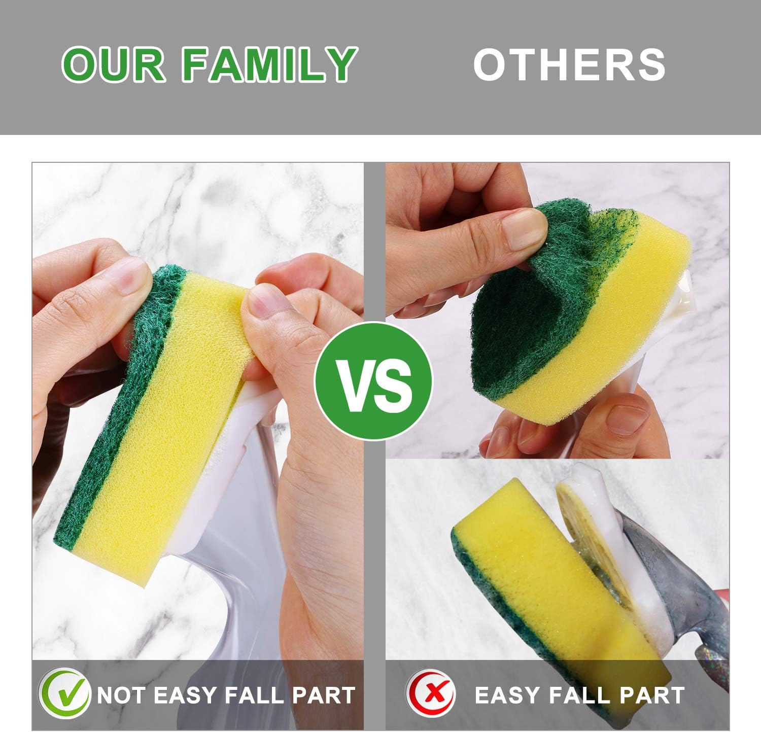 Dish Wand with 7Pack Replacement Dish Wand Sponges,Not Easy Leak Dishwand and Long Lasting Replacement Sponge Heads,Dish Brushs Kitchen Cleaning Sets