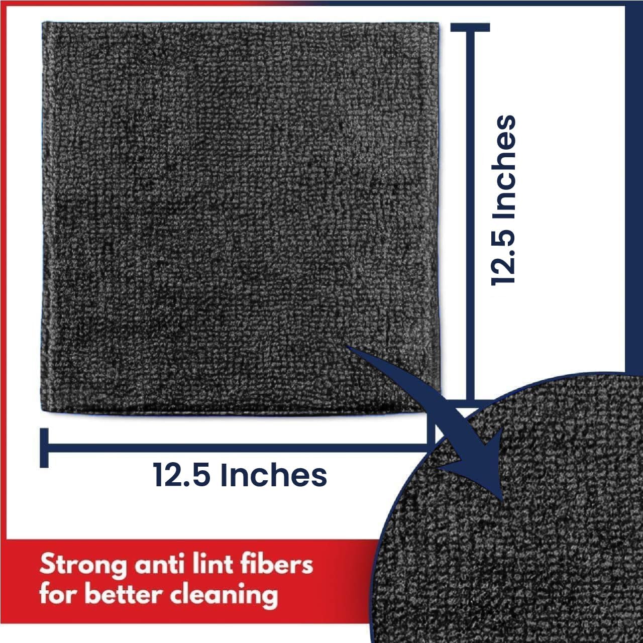 Microfiber Cleaning Cloth 12Pcs 12.5x12.5 inch High Performance 1200 Washes, Ultra Absorbent Microfiber Towels for Cars Undercarriage, Rims and Engine Bay Cleaning -Microfiber Cloth