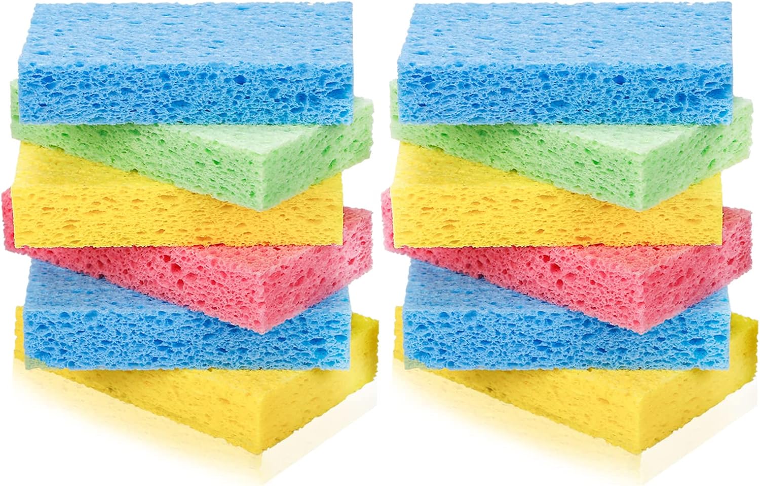 12-Count Cellulose Sponges, Non-Scratch Kitchen Sponges for Dish,Colorful Compressed Dish Scrubber Sponge for Household,Cookware,Bathroom