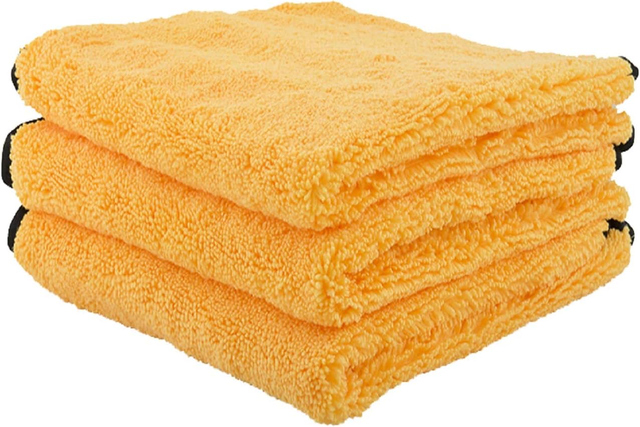 Professional Grade Premium Microfiber Towels Gold, 16" x 16", Ultra-Soft and Scratch-Free Car Detailing Cloths for Cars, Trucks, Motorcycles, and More 3 Pack