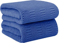 Microfiber Bath Towels, Large Bathroom Towel 2 Pack (30" x 60"), Oversized, Soft, Super Absorbent and Fast Drying, Multipurpose Use for Sport, Fitness, Yoga, Diamond Cross Grid Navy