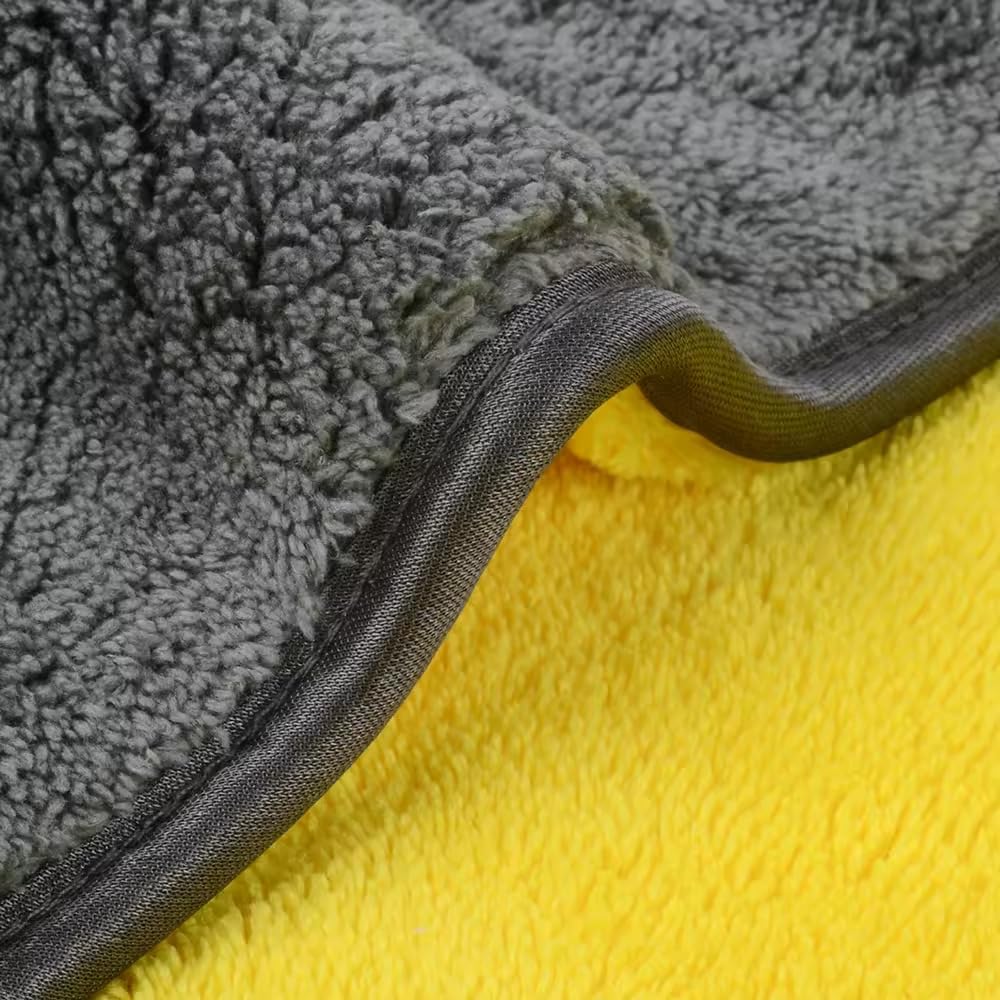 Ultraplush Thick Auto Detailing Microfiber Towel 850 Polishing Waxing Cloth 6 Pack Yellow/Grey (16" x 24")