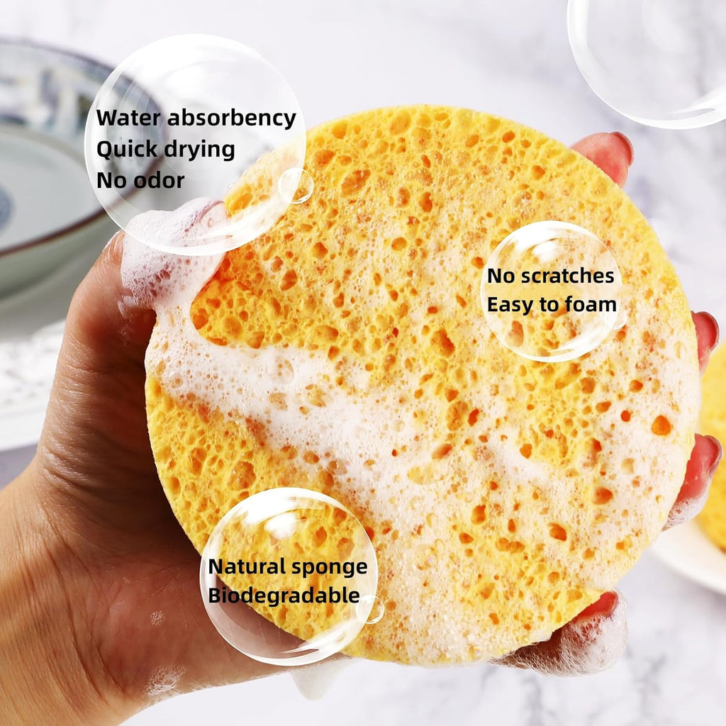 Natural Kitchen Sponges,3 Pack Thick Extra Heavy Duty Scrub Sponges,Household Cleaning Sponge for Dishes(11x4cm, 3 Pcs)