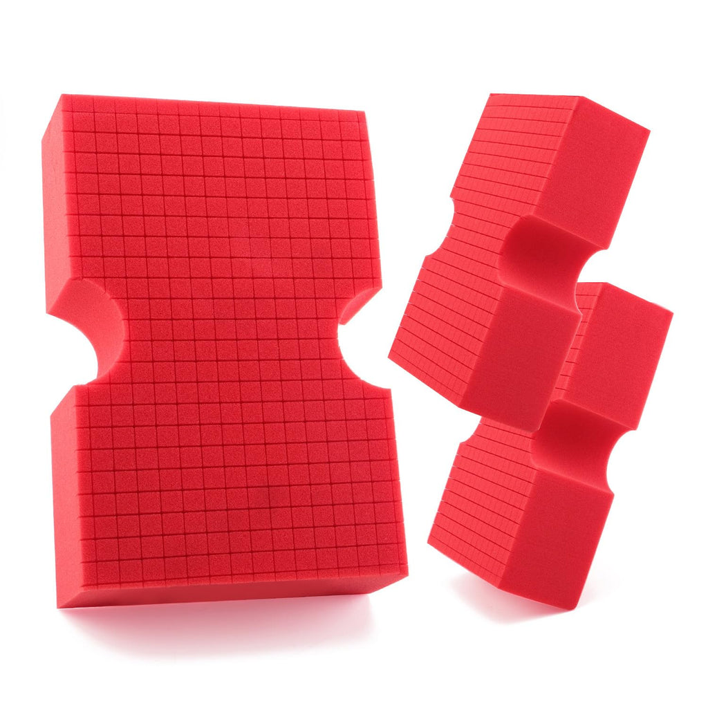 Car Wash Sponge,  3 Pack Big Red Sponge, Scratch-Free Car Cleaning Sponge, Durable Cross Cut Grid Sponge for Auto Multi Use Cleaning Washing Surfaces