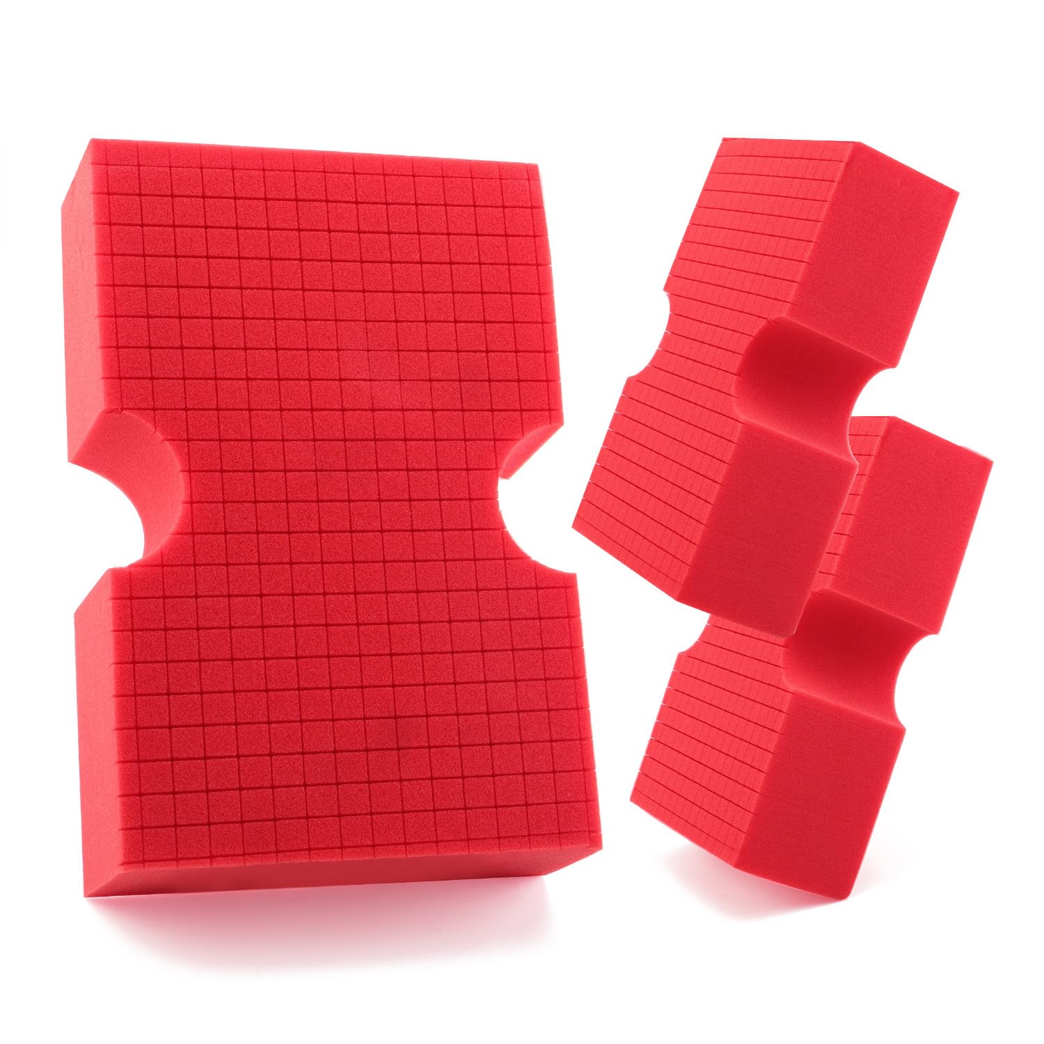 Car Wash Sponge,  3 Pack Big Red Sponge, Scratch-Free Car Cleaning Sponge, Durable Cross Cut Grid Sponge for Auto Multi Use Cleaning Washing Surfaces