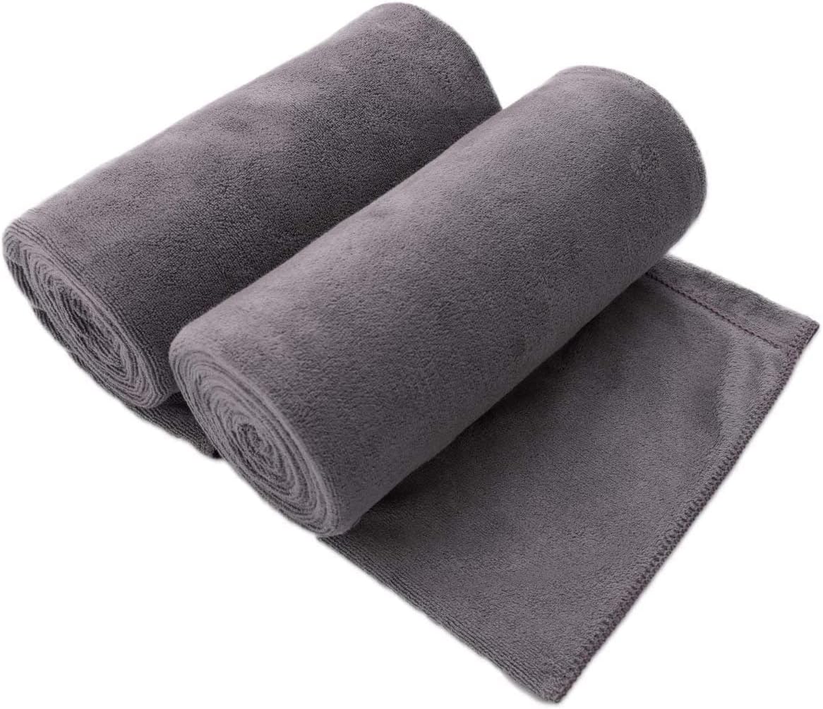 Microfiber Bath Towels, Oversized Microfiber Towel Set, 2 Pack, 40" x 80", Super Absorbent and Fast Drying, Bath Sheet, Large, Soft for Men Women, Beach, Sport, Fitness, Yoga, Grey