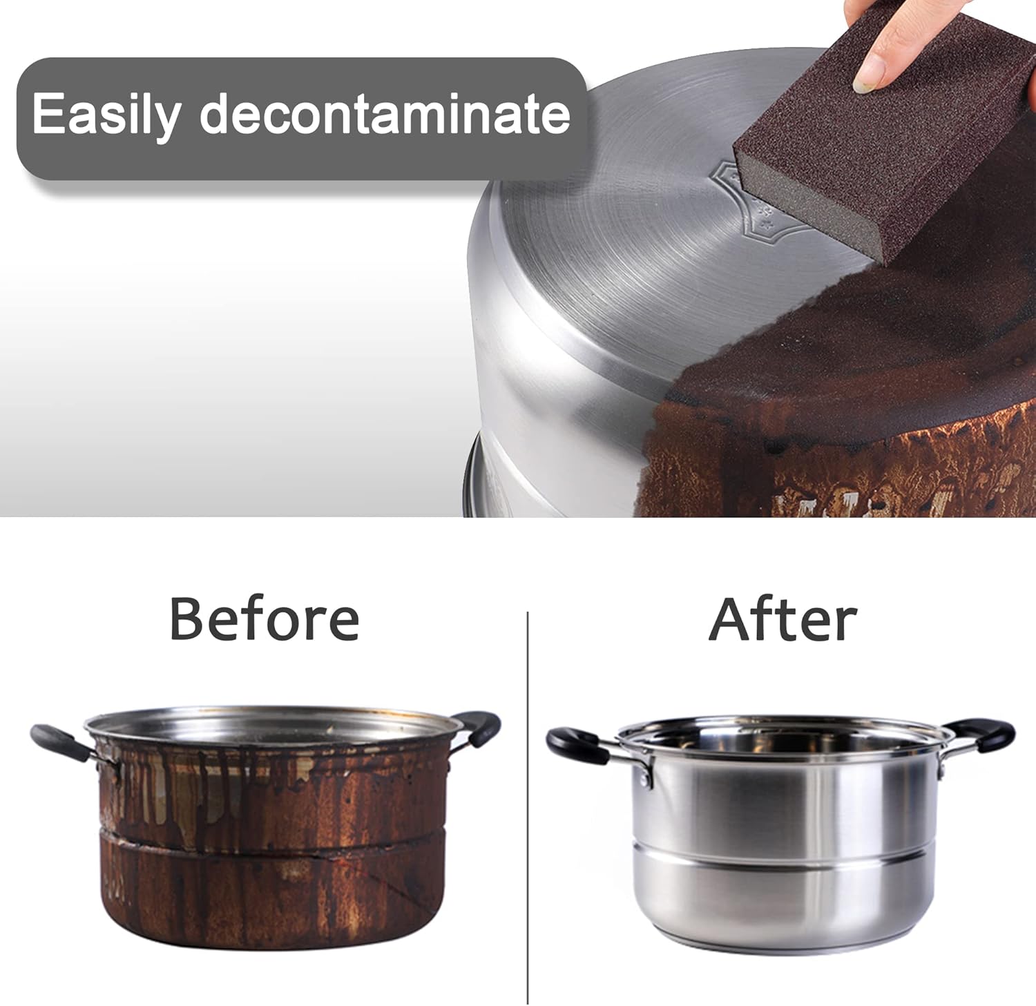 8pc Carborundum Sponge Nano Emery Sponges  Pot Clean Brush Rust Eraser Grit Scourings Pot Cleanings with Carborundum Washing Kitchen Cleaner Tool(thickness-1inch)