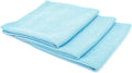Standard Waffle Weave Towels, Microfiber Detailing, Window/Glass and Drying, Wax & Polish, Lint-Free, Streak-Free, 370, 16in x 16in, Light Blue (3-Pack)