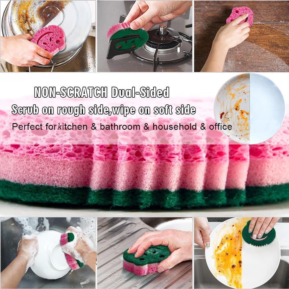 12 Pack Scrub Sponge,Bulk Sponges,Dual-Sided Multi-Functional Premium Cleaning Sponges,Dishwashing Sponge for Heavy Duty Scourings,Bathroom,Dish,Furniture,Kitchen(Frog Shape)