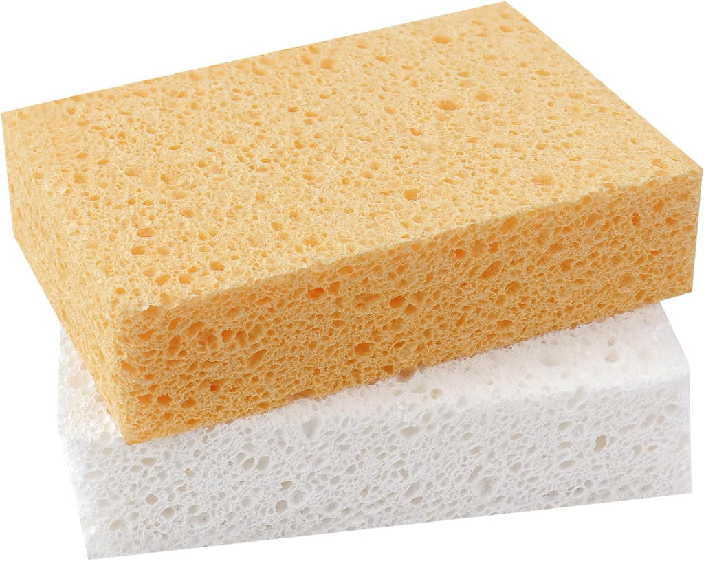 2 Pack Extra Large Kitchen Sponges, Reusable & Biodegradable Cellulose Thick Sponges for Washing Dishes, Absorbent Non Scratch Heavy Duty Sponges for Household Cleaning