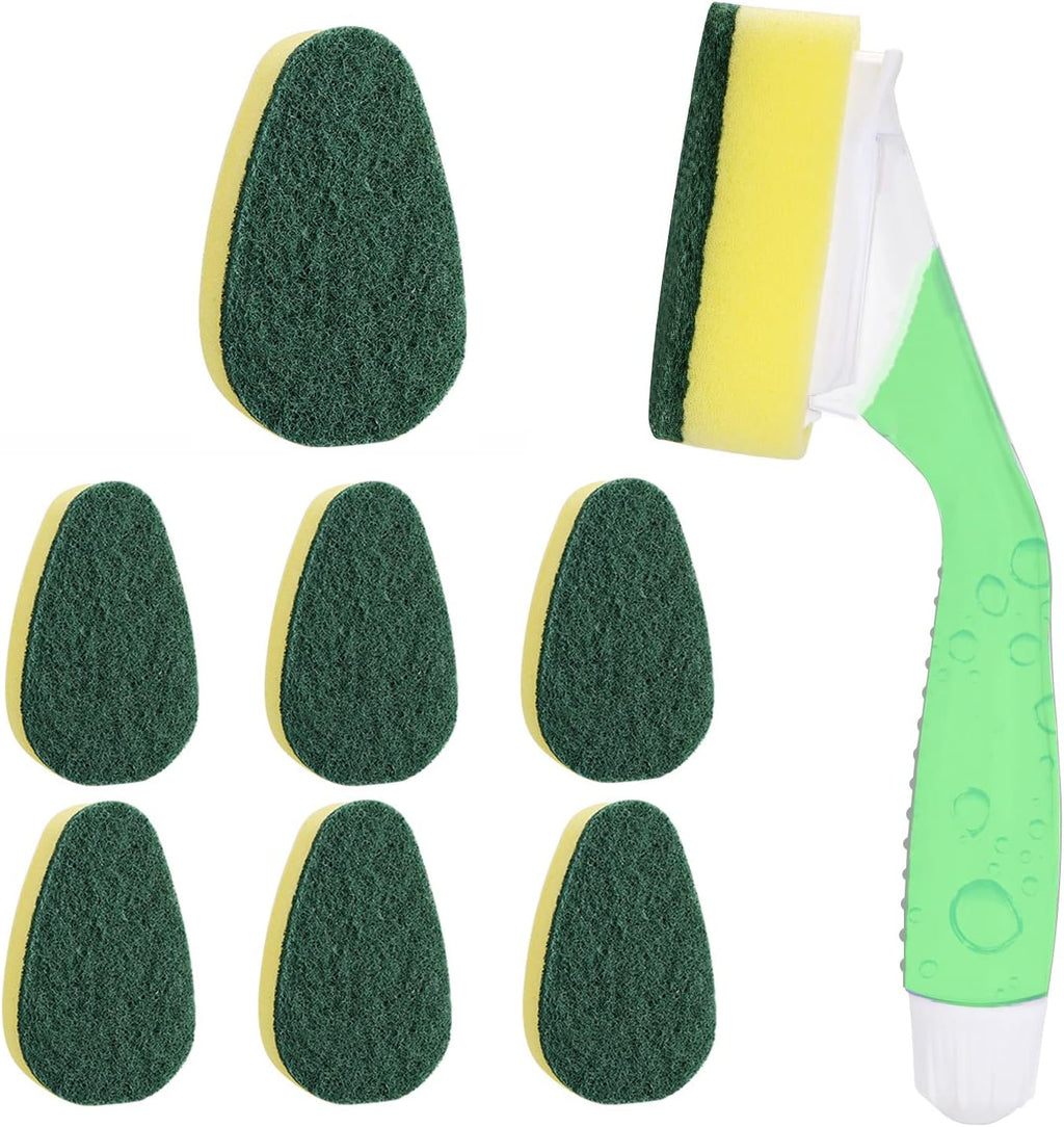 Dish Wand with 7Pack Replacement Dish Wand Sponges,Not Easy Leak Dishwand and Long Lasting Replacement Sponge Heads,Dish Brushs Kitchen Cleaning Sets