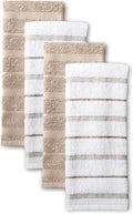 Kitchen Towel 4-Pack Set, Milkshake Tan/White, 16"x26"