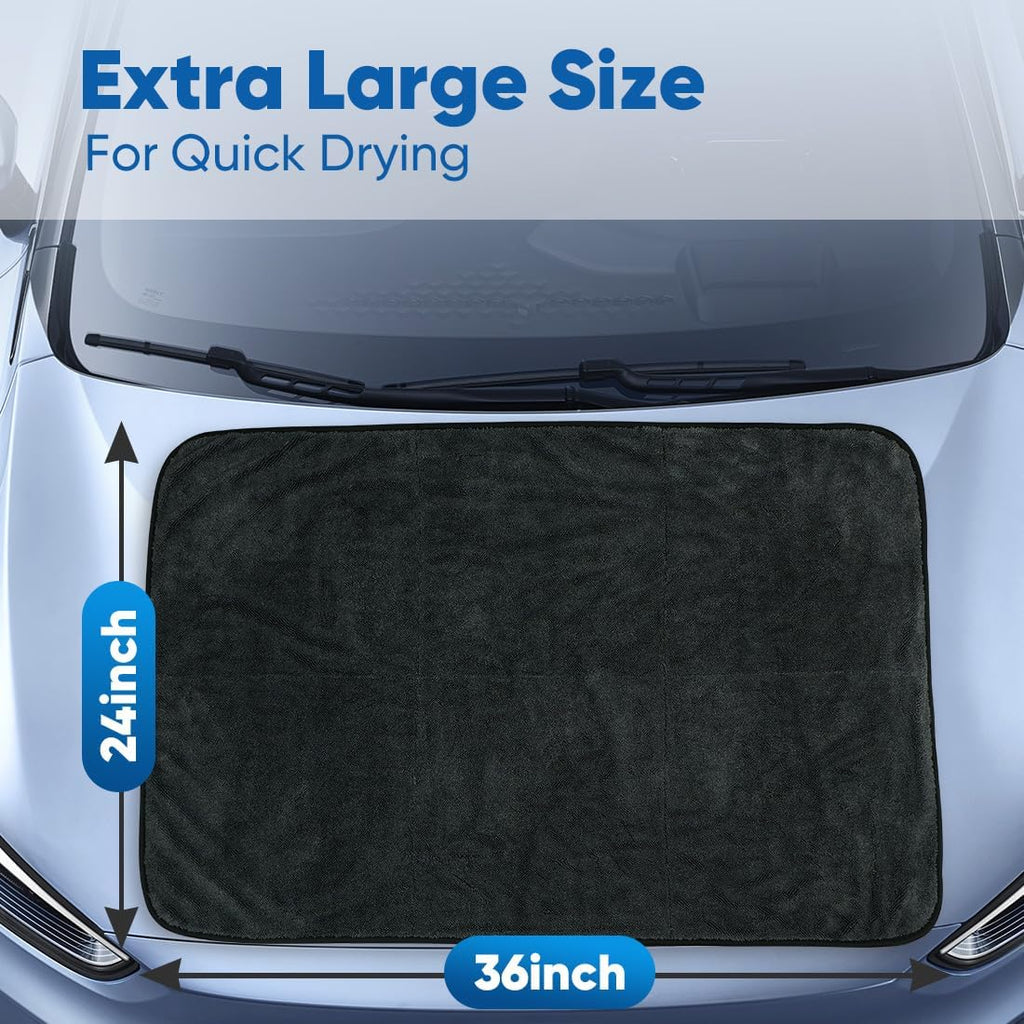 Car Drying Towel (36"x 24"), 1200 Ultra Absorbent Car Cleaning Cloth, Streak-Free Microfiber Drying Towel, Great for Cars, Trucks, SUVs, RVs, Motorcycles