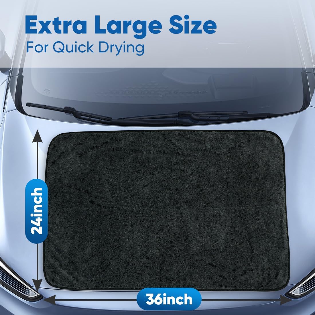 Car Drying Towel (36"x 24"), 1200 Ultra Absorbent Car Cleaning Cloth, Streak-Free Microfiber Drying Towel, Great for Cars, Trucks, SUVs, RVs, Motorcycles