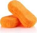 2 Pcs 2 Pack Large Microfiber Car Wash Sponge for Cleaning, Non Scratch Microfiber Sponges for Car Washing Supplies, Trucks and Motorcycles (Orange)