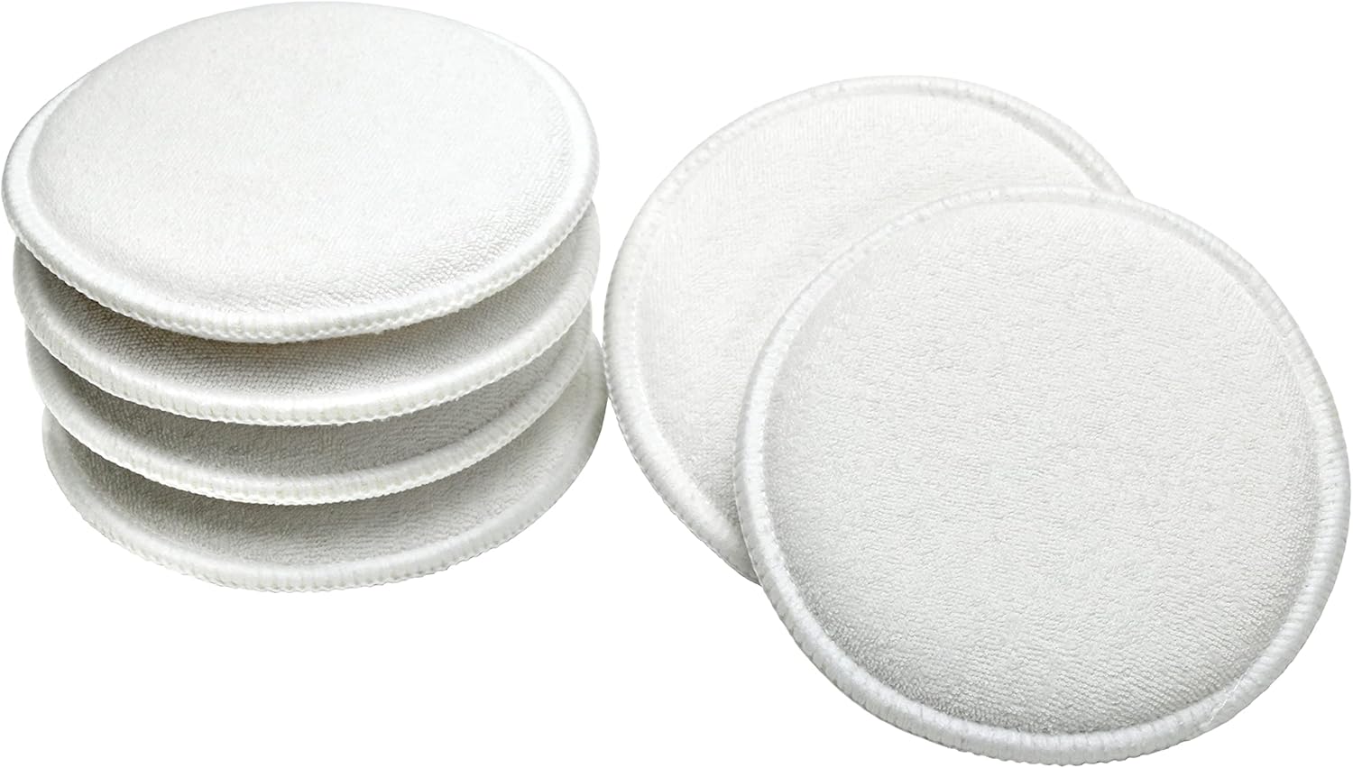 Car Care  Cotton Terry Wax Applicator Pads 5 Inch Diameter, White, 6 Pack