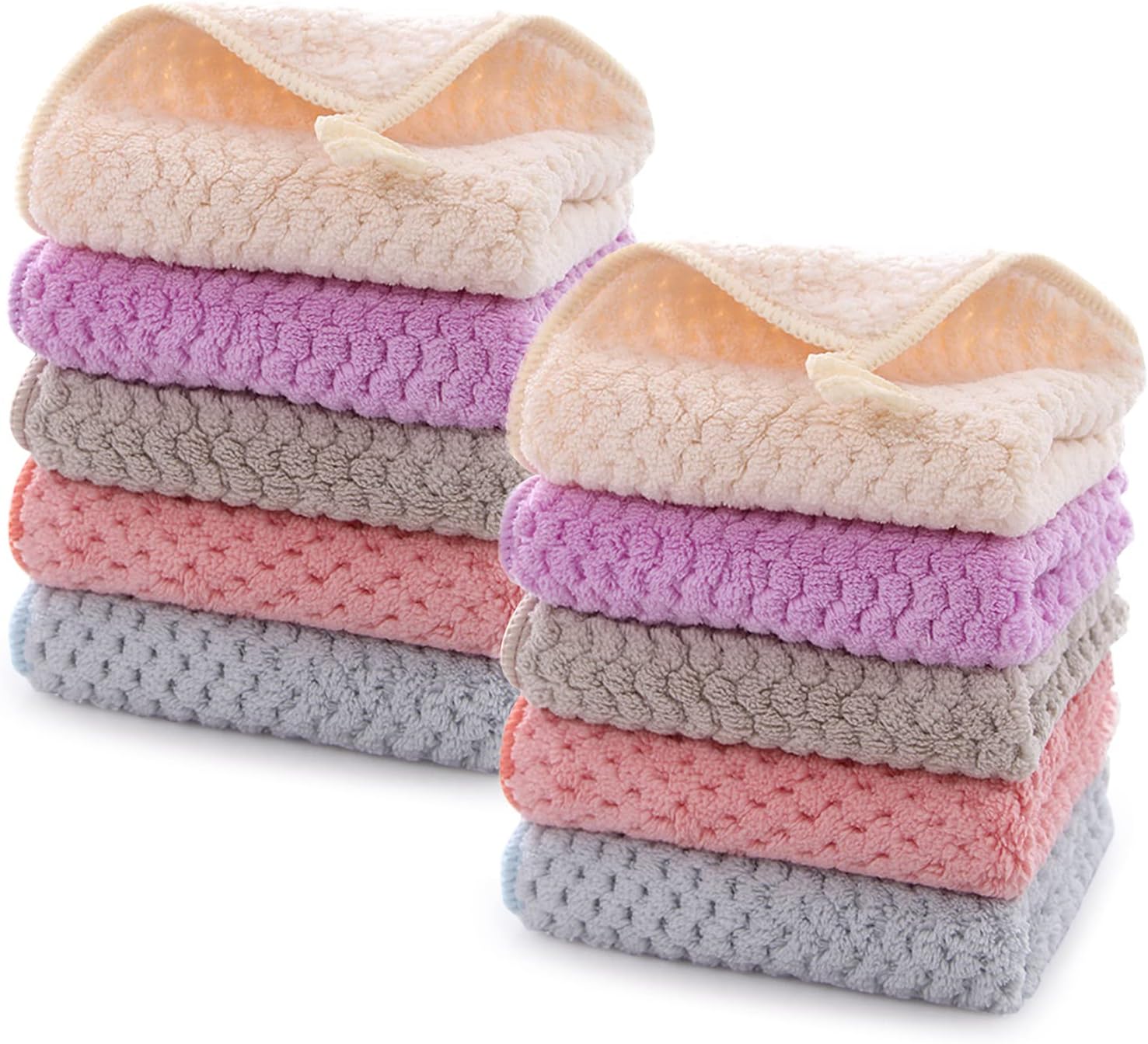 Small Towels with Hanging Loop, Hand Dry Towels for Kitchen & Bathroom, Super Absorbent, Soft, Machine Washable Towel Fast Drying, Set of 10