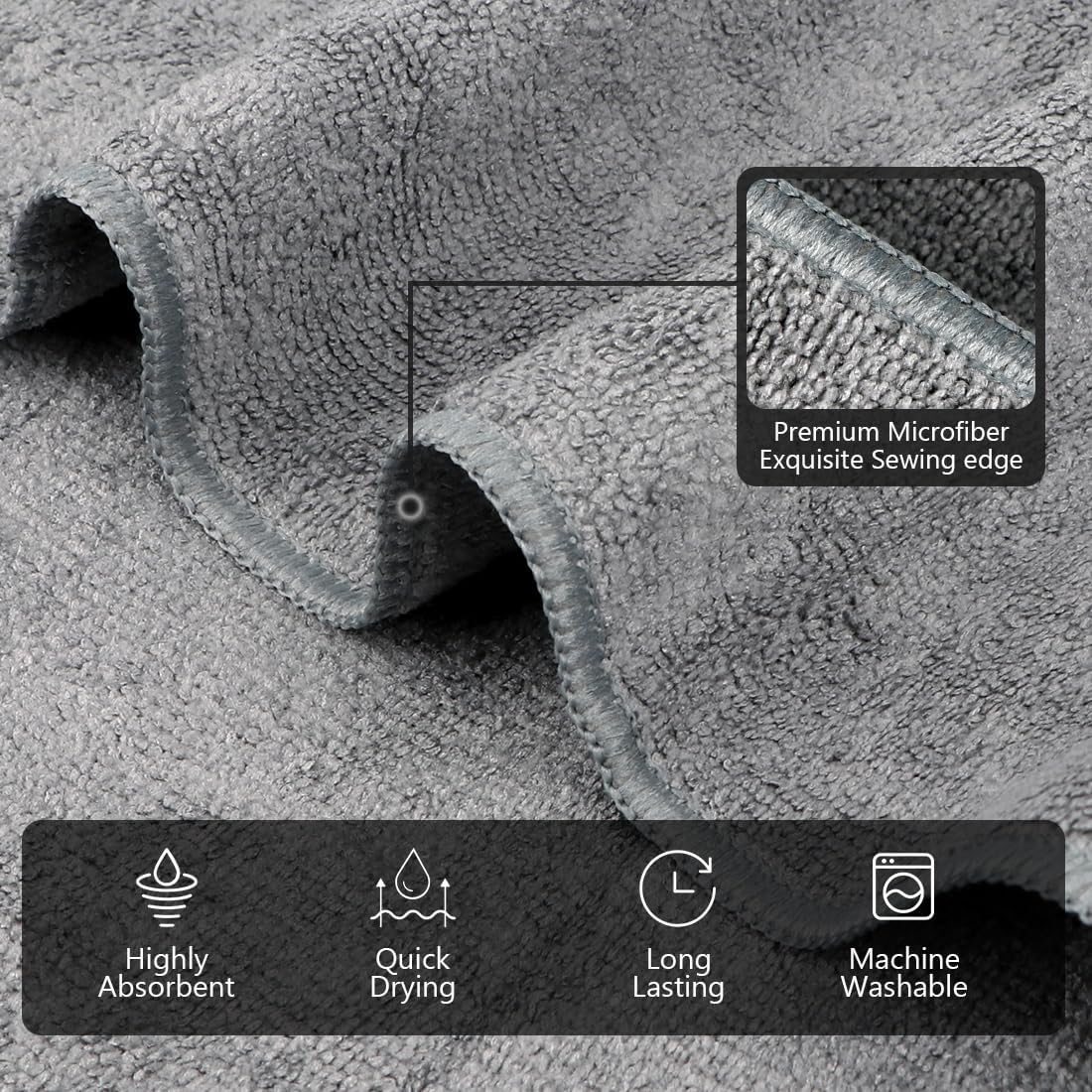 Gym Towels, Highly Absorbent Sweat Towels, Soft and Quick Drying Gym Towel for Daily Use, Multi-Purpose Towel for Sport, Salon, Spa, Hotel, 16 x 27 Inch, Grey, 3 Pack