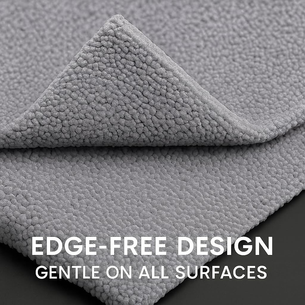 Edgeless Microfiber Towels 4-Pack Car Detailing Wash Cloths for Cleaning 16x16 Car Drying Towel Lint Free Auto Rags for Polishing & Buffing Purple & Grey Cleaning Supplies