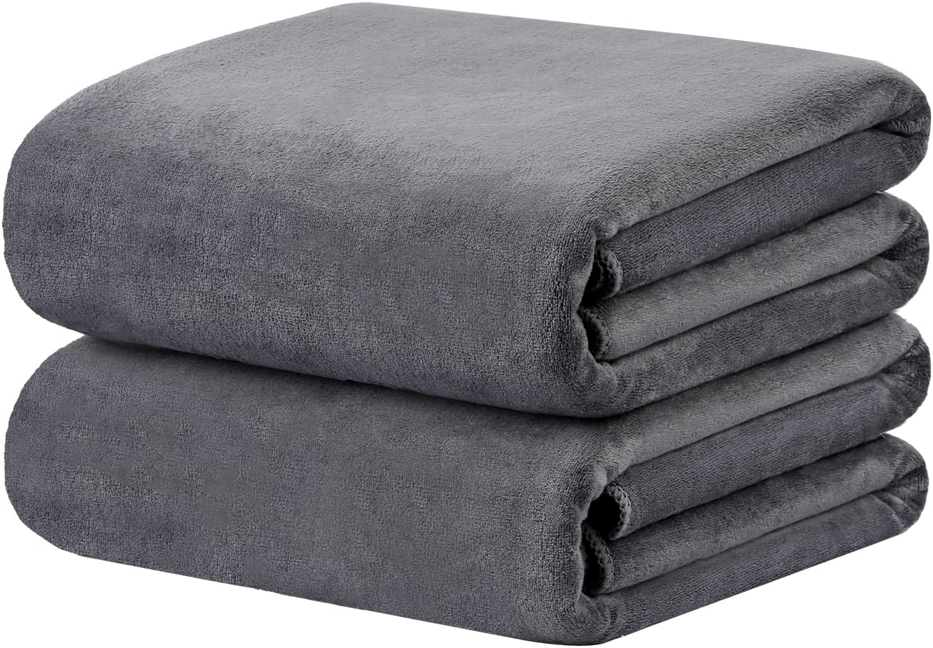 Microfiber Bath Towels, Oversized Microfiber Towel Set, 2 Pack, 40" x 80", Super Absorbent and Fast Drying, Bath Sheet, Large, Soft for Men Women, Beach, Sport, Fitness, Yoga, Grey