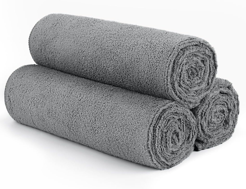 Gym Towels, Highly Absorbent Sweat Towels, Soft and Quick Drying Gym Towel for Daily Use, Multi-Purpose Towel for Sport, Salon, Spa, Hotel, 16 x 27 Inch, Grey, 3 Pack