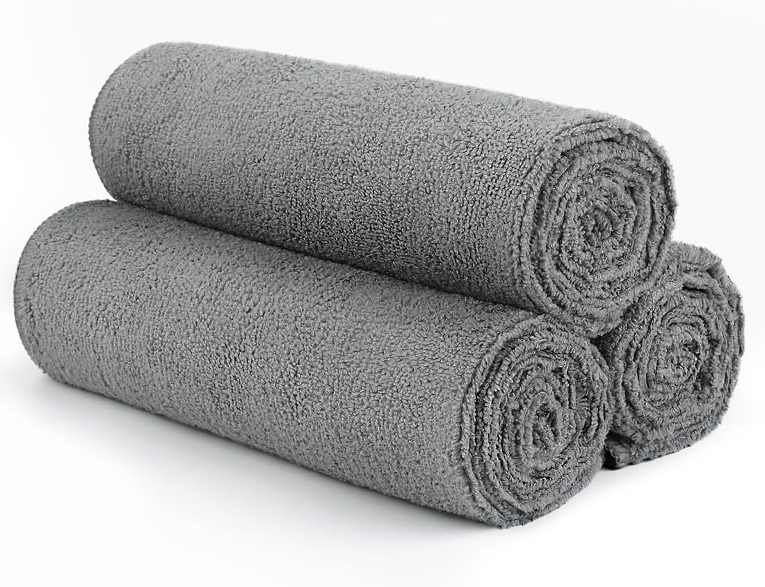 Gym Towels, Highly Absorbent Sweat Towels, Soft and Quick Drying Gym Towel for Daily Use, Multi-Purpose Towel for Sport, Salon, Spa, Hotel, 16 x 27 Inch, Grey, 3 Pack