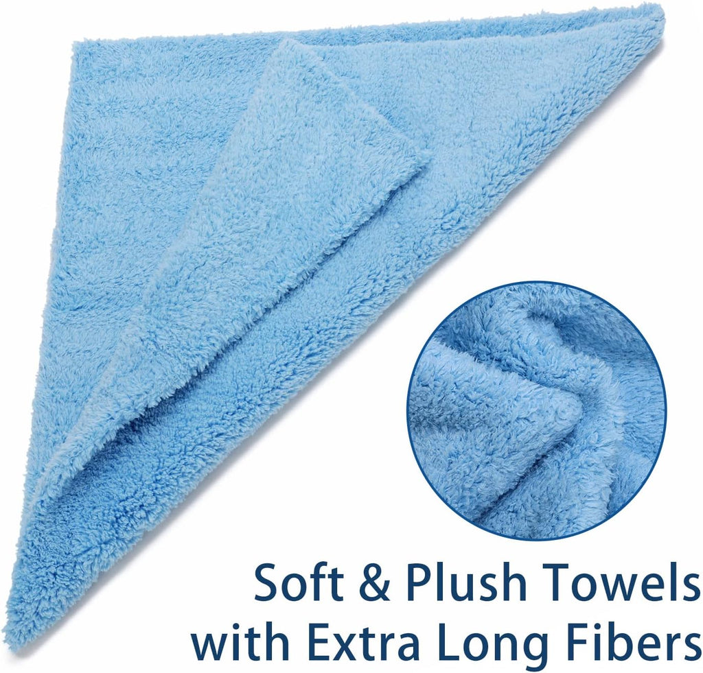 Microfiber Towels for Cars, Car Drying Wash Detailing Buffing Polishing Towel with Plush Edgeless Microfiber Cloth, 450  16x16 in. Pack of 6