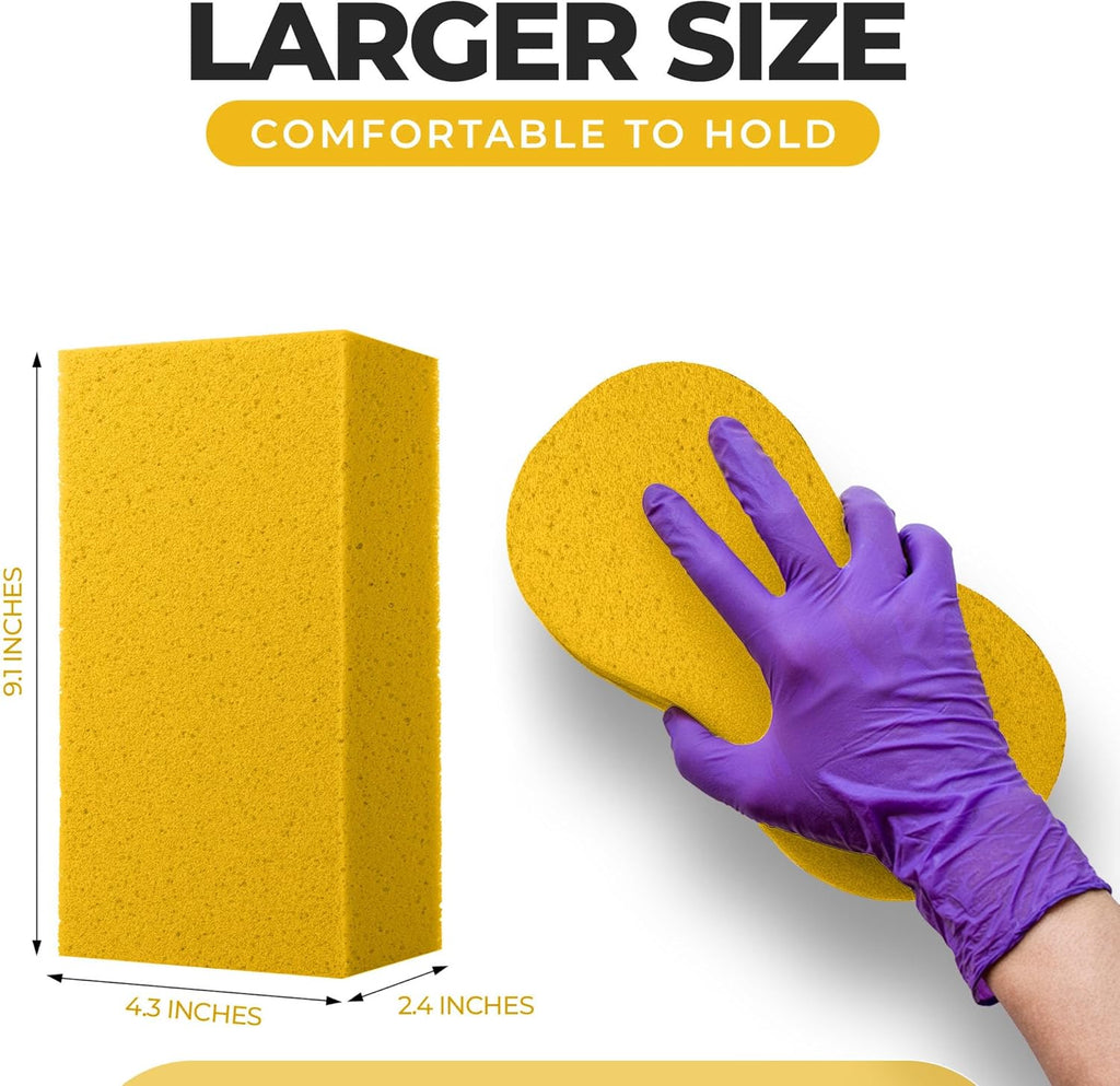 Multi-Purpose Cleaning Sponges - 2 Pack, Large Sponges for Tile Grout, Painting & Car Washing