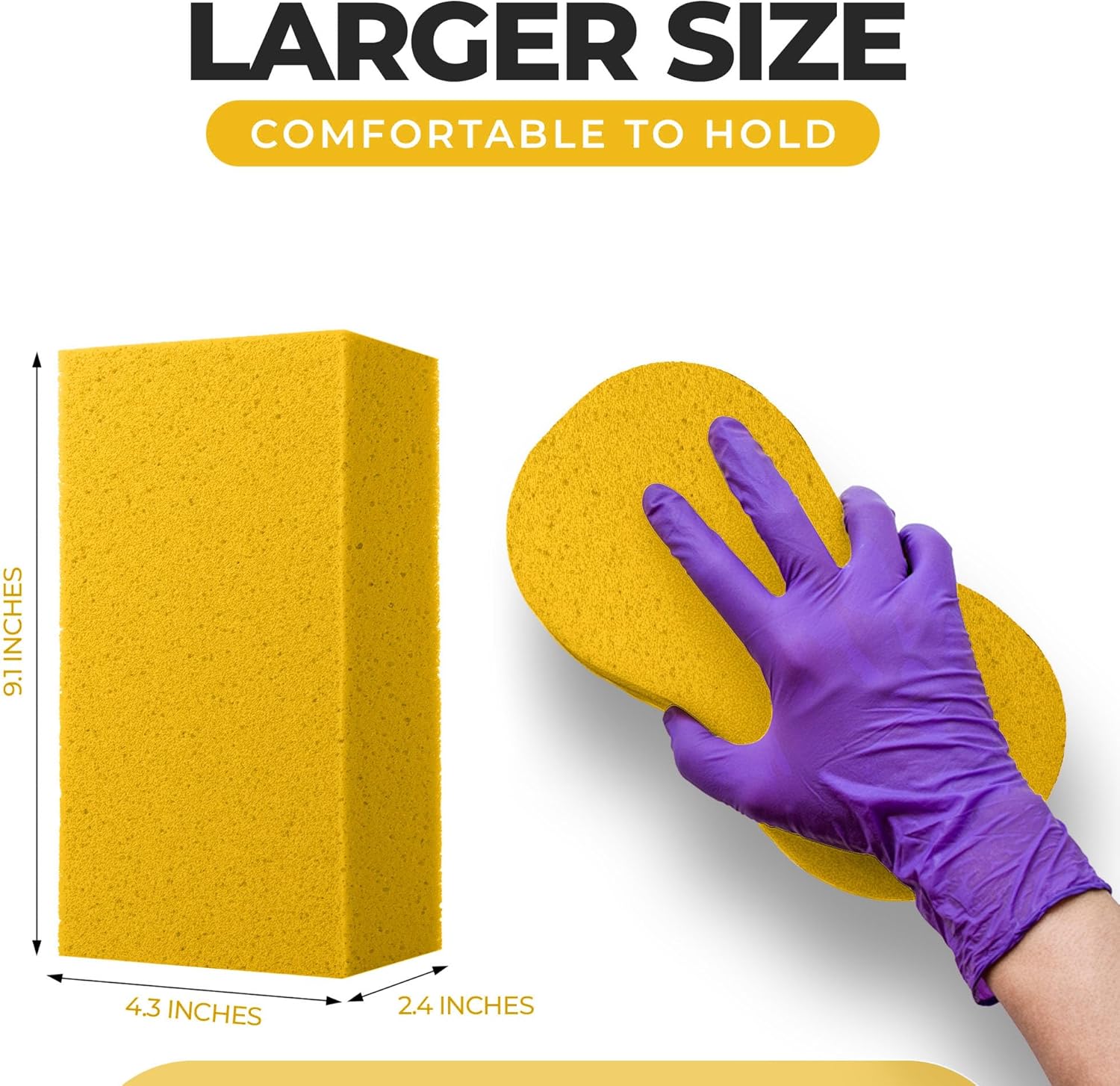 Multi-Purpose Cleaning Sponges - 2 Pack, Large Sponges for Tile Grout, Painting & Car Washing