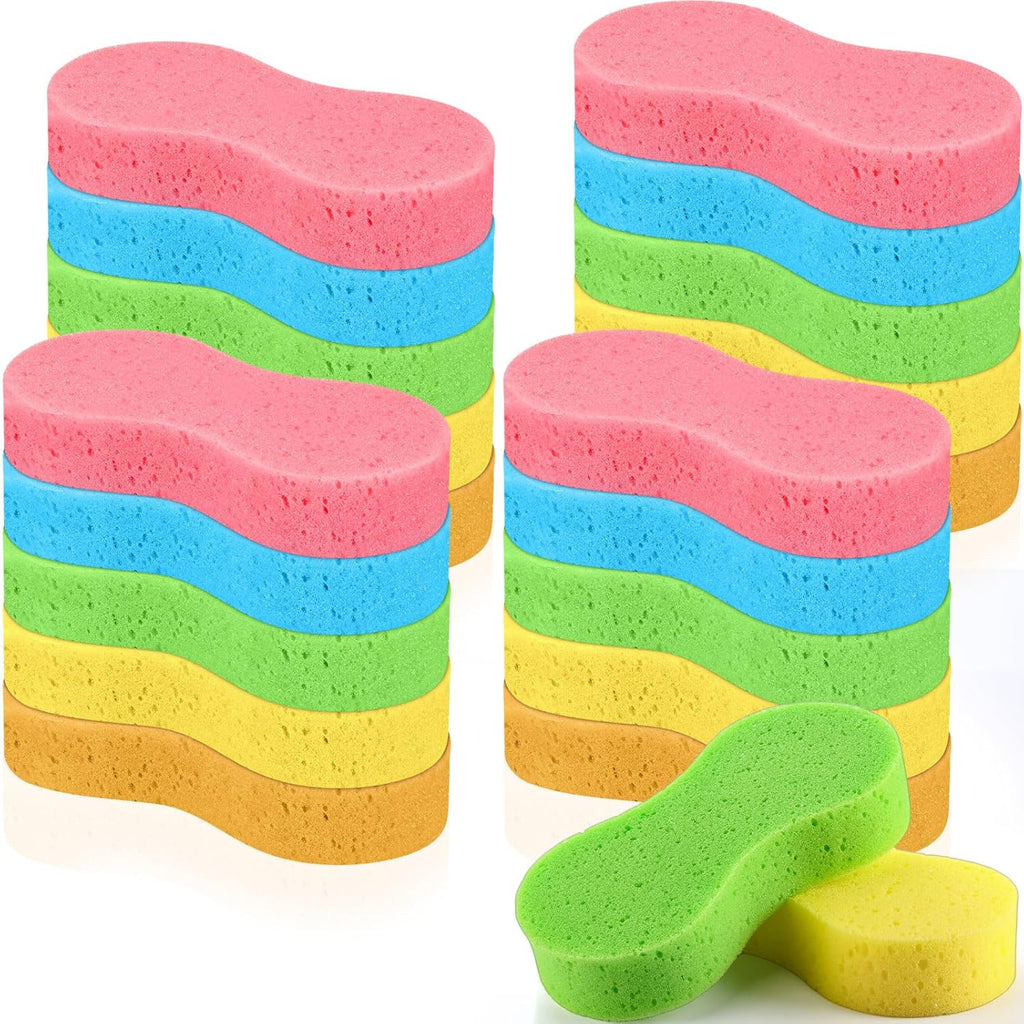 20 Pcs Large Car Wash Sponge Multi Purpose Cleaning Scrubber Non Scratch Thick Dish Household Cleaning Sponge Foam Washing Pad Handy Scrubber for Car, Mix Colors