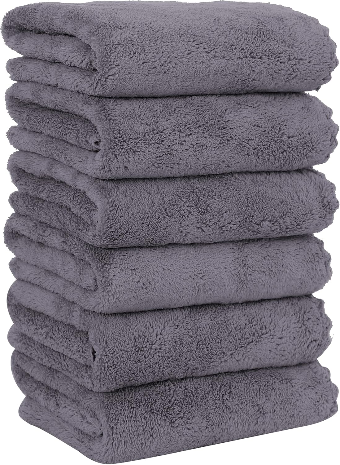 6 Pack Premium Hand Towels Quick Drying Microfiber Coral Velvet Highly Absorbent Towels Multipurpose Use as Hotel, Bathroom, Shower, Spa, Hand Towel 16 x 28 inches (Gray)