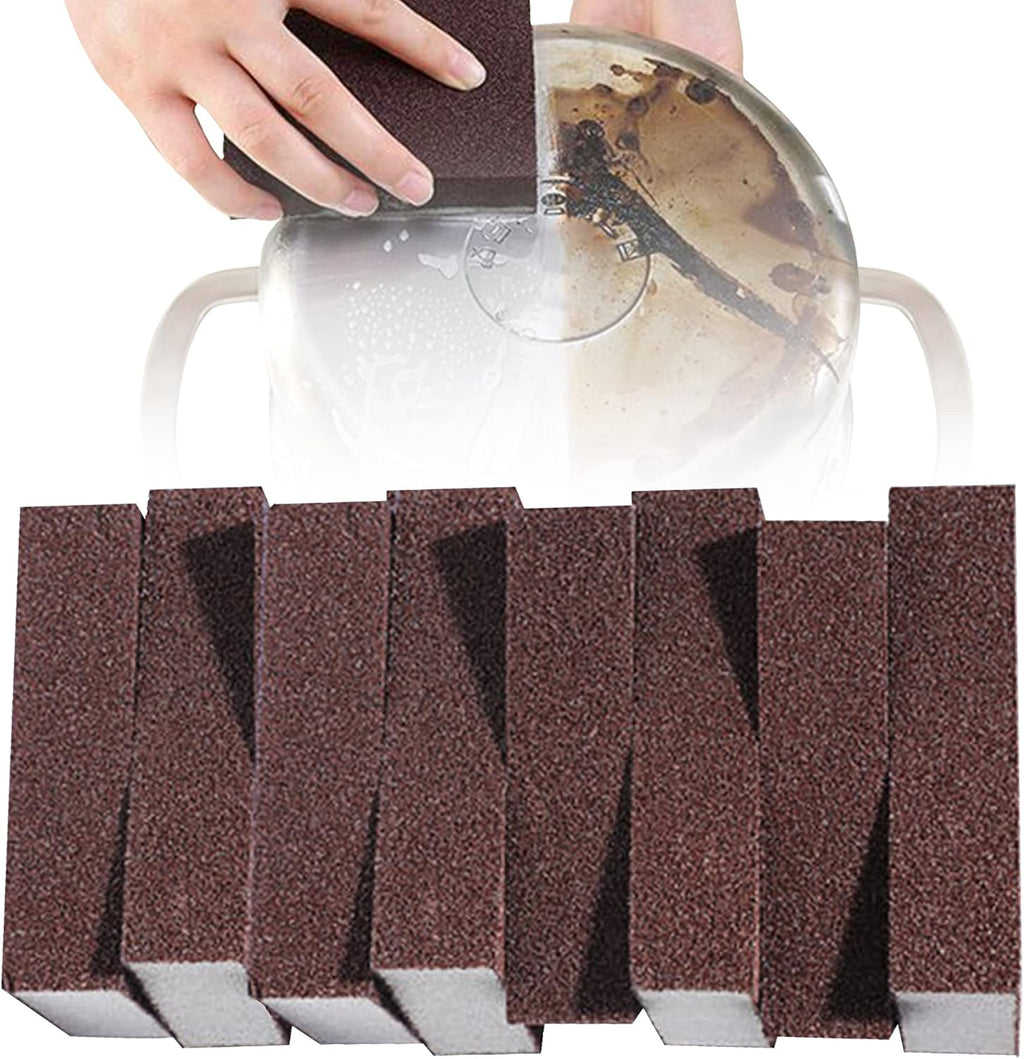 8pc Carborundum Sponge Nano Emery Sponges  Pot Clean Brush Rust Eraser Grit Scourings Pot Cleanings with Carborundum Washing Kitchen Cleaner Tool(thickness-1inch)