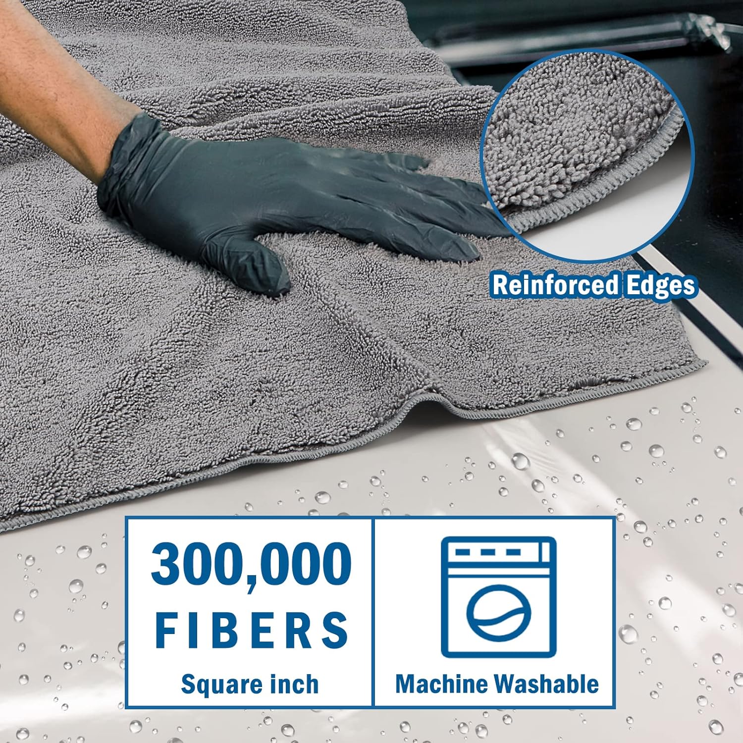 Professional Large Microfiber Car Drying Towels 2 Pack, Lint Free, Scratch Free, Highly Absorbent Drying Towel for Cars, SUVs, RVs, Trucks, and Boats,31" x 24",Grey