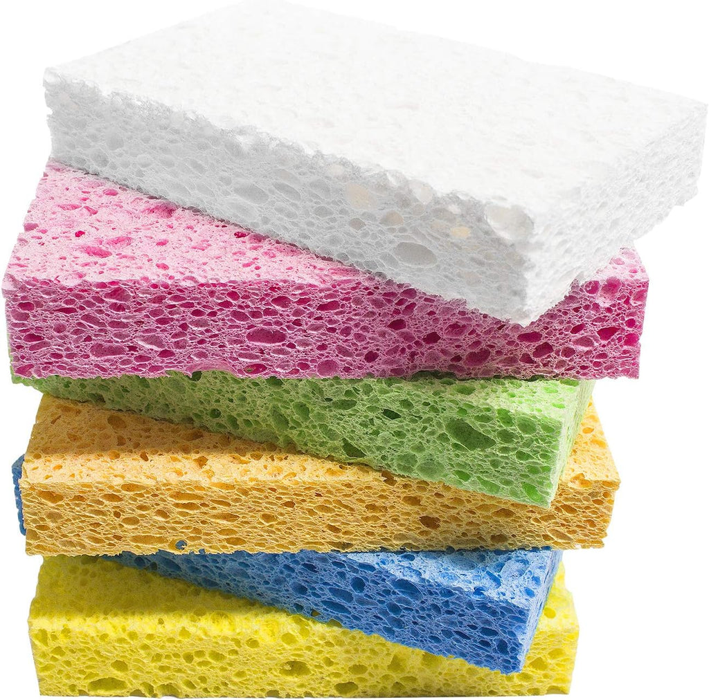 Cellulose Sponges,Heavy Duty Scrub Kitchen Sponge,Clean Tough Messes Without Scratching Sponges Kitchen,Pop Up Eco Sponges  (6 Pack)