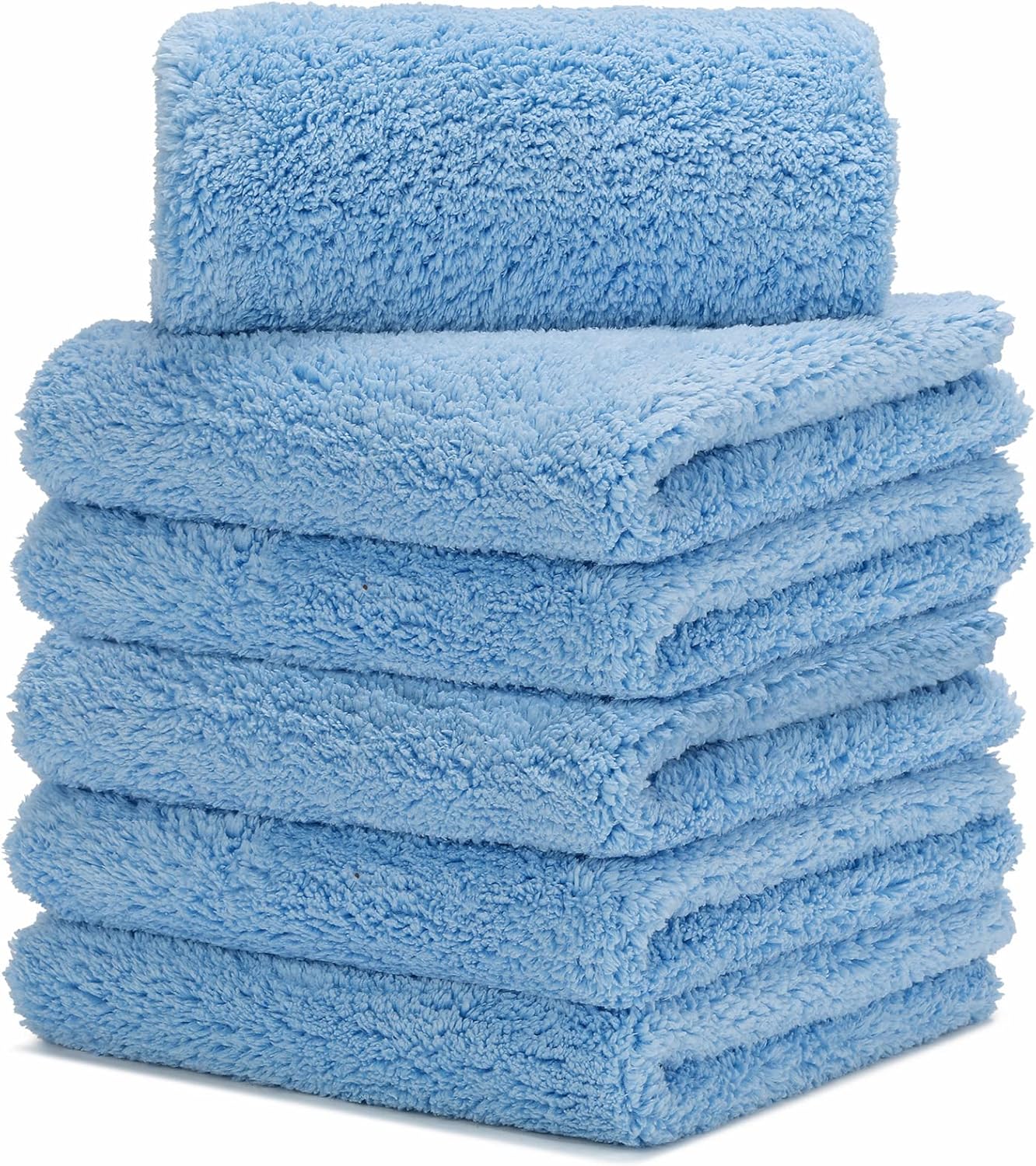 Microfiber Towels for Cars, Car Drying Wash Detailing Buffing Polishing Towel with Plush Edgeless Microfiber Cloth, 450  16x16 in. Pack of 6
