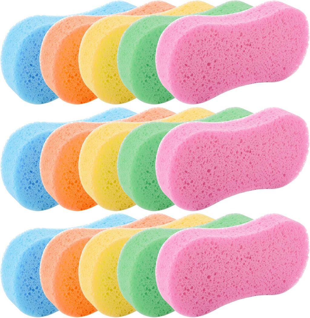 15 Pcs Car Wash Sponges, Large Thick Handy Cleaning Scrubber Washing Sponge Pads for Cars, Bike, Boat, Kitchen, with Vacuum Compressed Packing, 5 Colors
