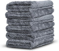 Borderless Grey Microfiber Towel (6pk) Premium Ultra Soft Car Detailng Towel Cloths, 480 Safe for Car Wash, Home Cleaning & Pet Drying Cloths (16 Inch x 16 Inch)